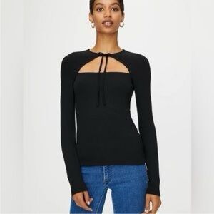 Wilfred Carla Ribbed Long-sleeve Top with Cut-Out Detail